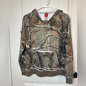 SHE Outdoor Apparel Camouflage Hoodie with Orange Logo